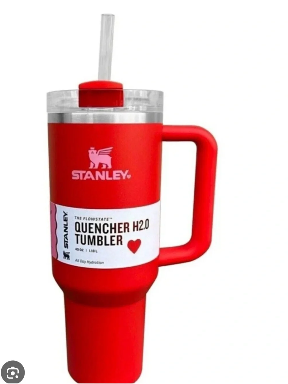Stanley Red Quencher H2.0 Tumbler with Handle and Straw valentines limited editi
